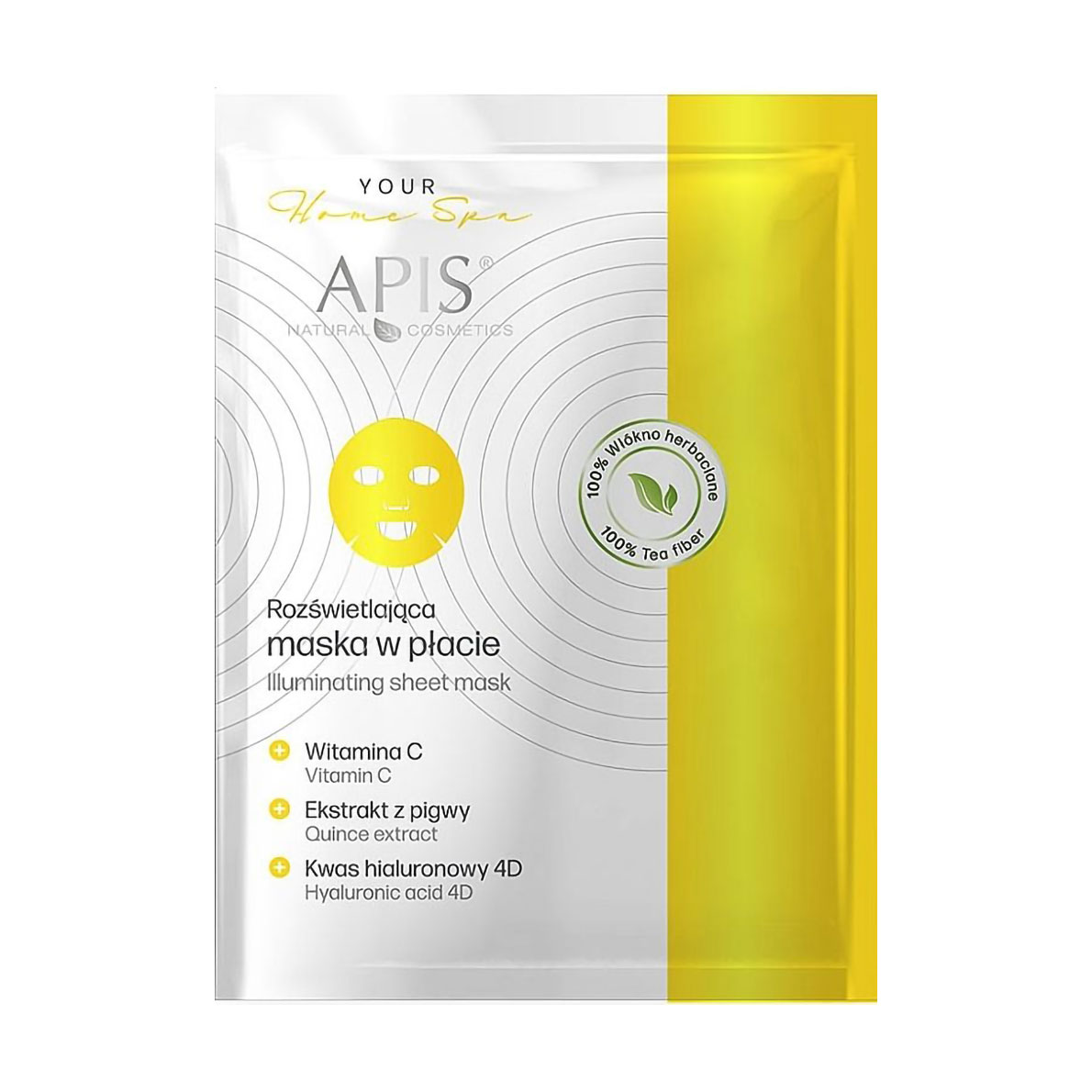 Освітлювальна тканинна маска для обличчя Apis Natural Cosmetics Your Home Spa Illuminating Sheet Mask, 20 г