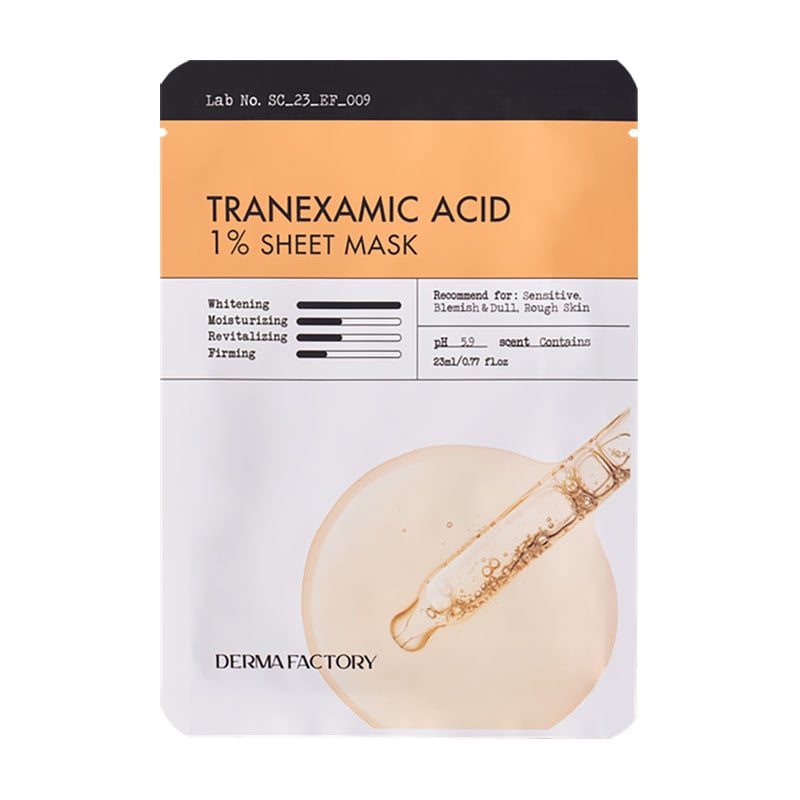 Освітлювальна тканинна маска для обличчя Derma Factory Tranexamic Acid 1% Sheet Mask з транексановою кислотою, 23 мл
